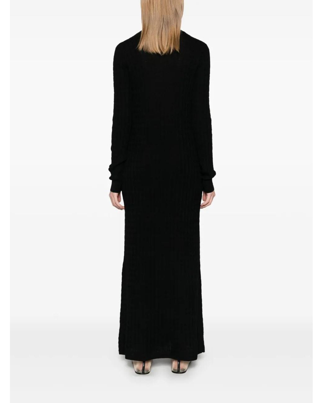 Totême Black Cable-Knit Maxi Dress