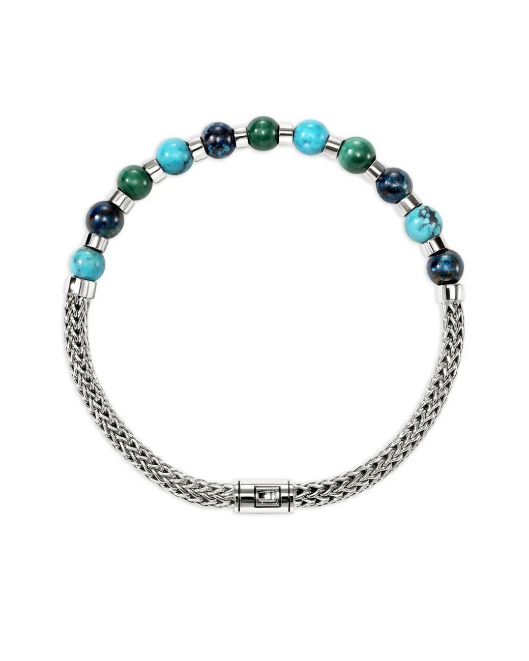 John Hardy White Sterling Beaded Bracelet for men