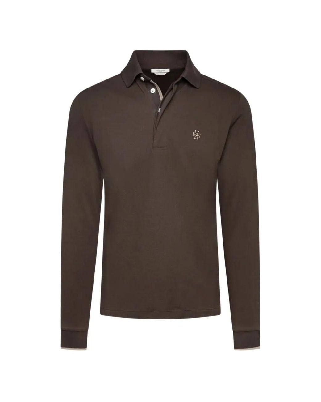 Jacob Cohen Brown Long-Sleeve Logo-Embroidered Polo Shirt for men