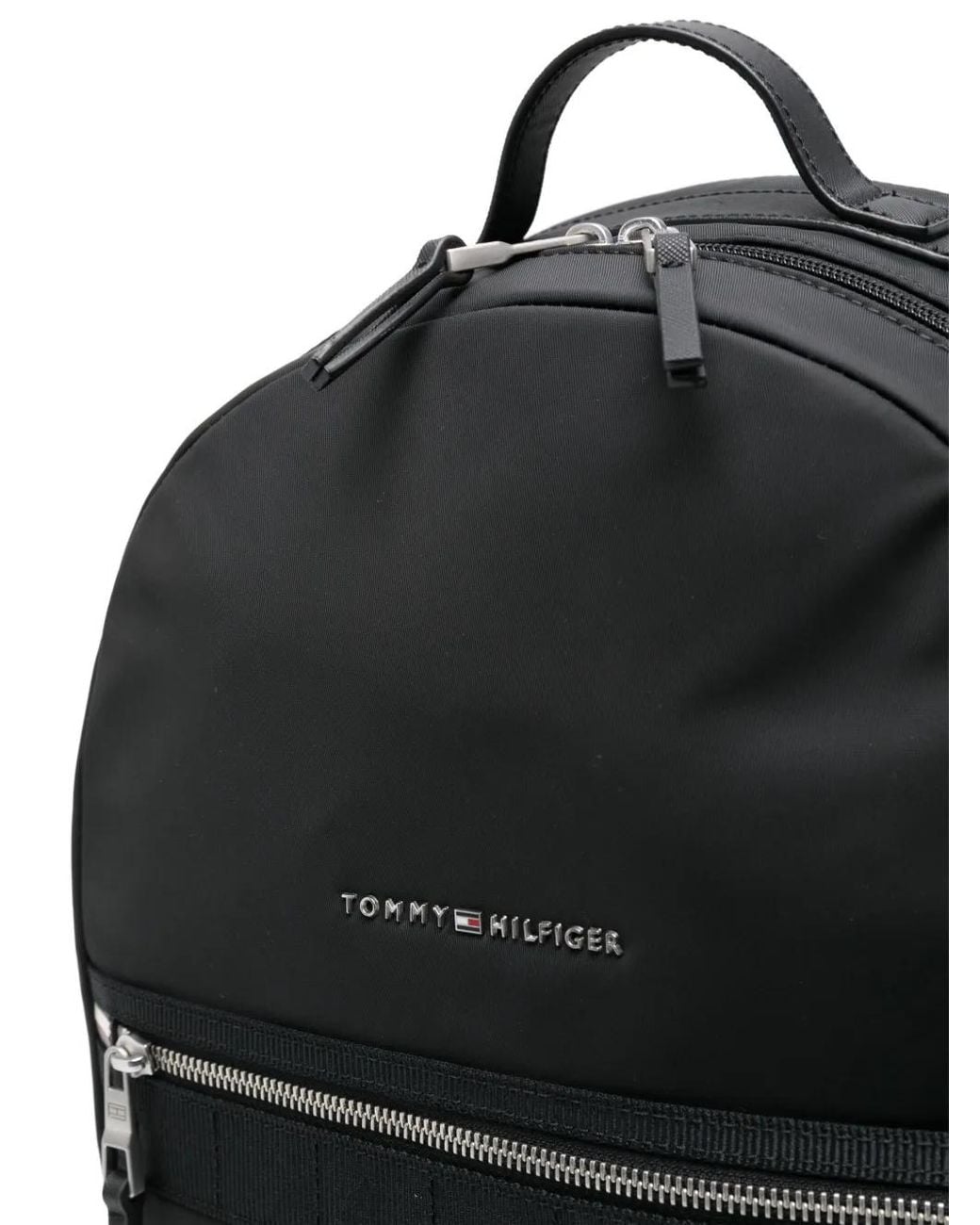 Tommy Hilfiger Black Elevated Logo-Lettering Backpack for men