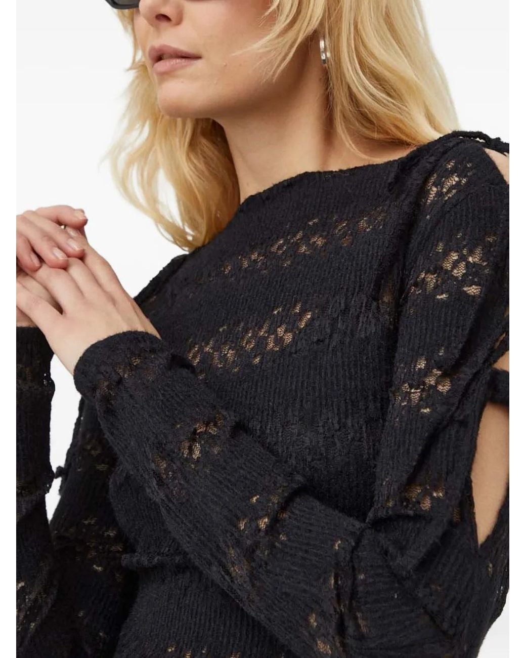 Won Hundred Black Tie-Detail Top