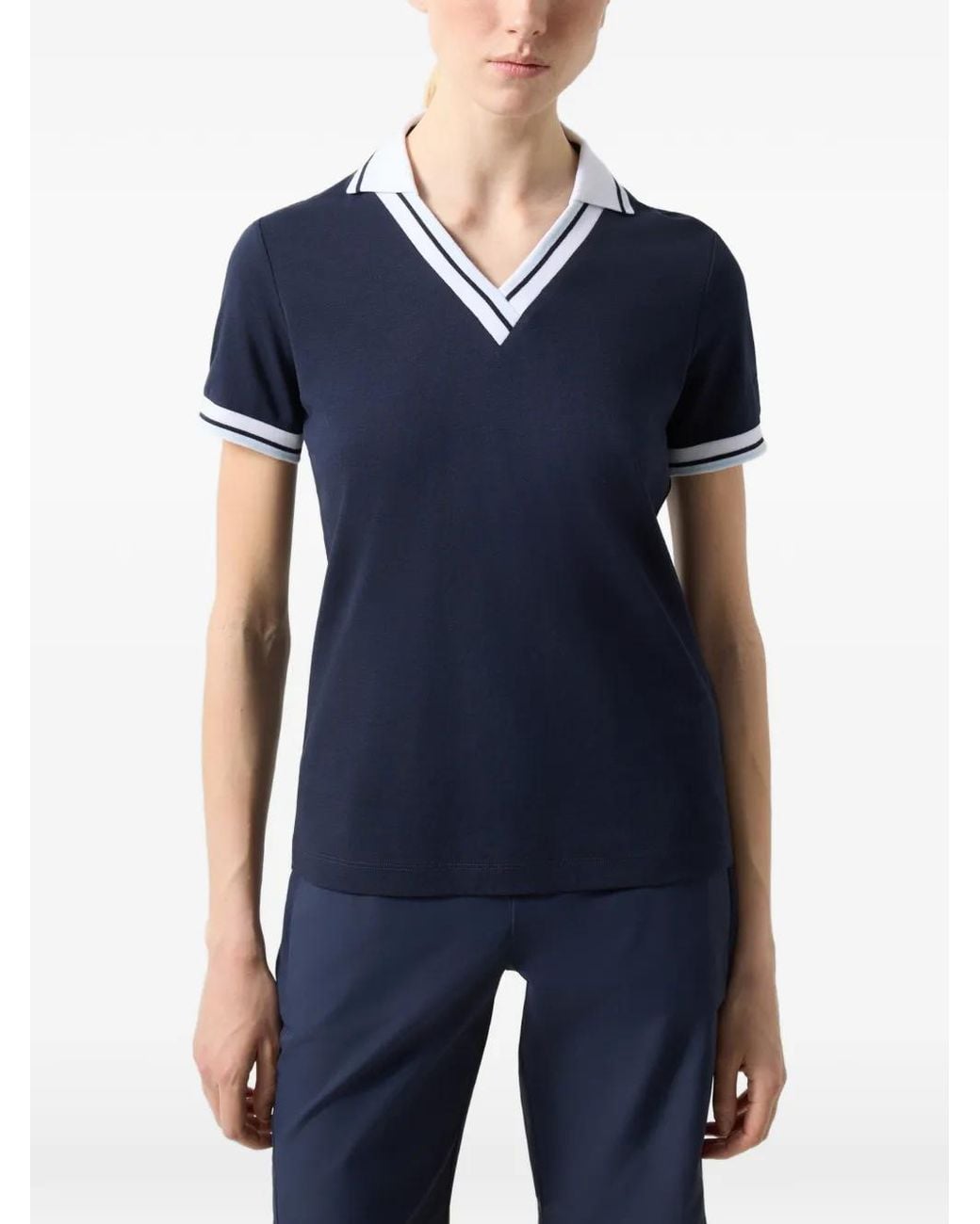 Bogner Blue Jula Stripe-Detail Polo-Collar T-Shirt