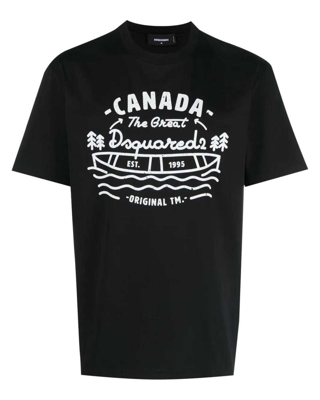 DSquared² Black Logo-Print Cotton T-Shirt for men