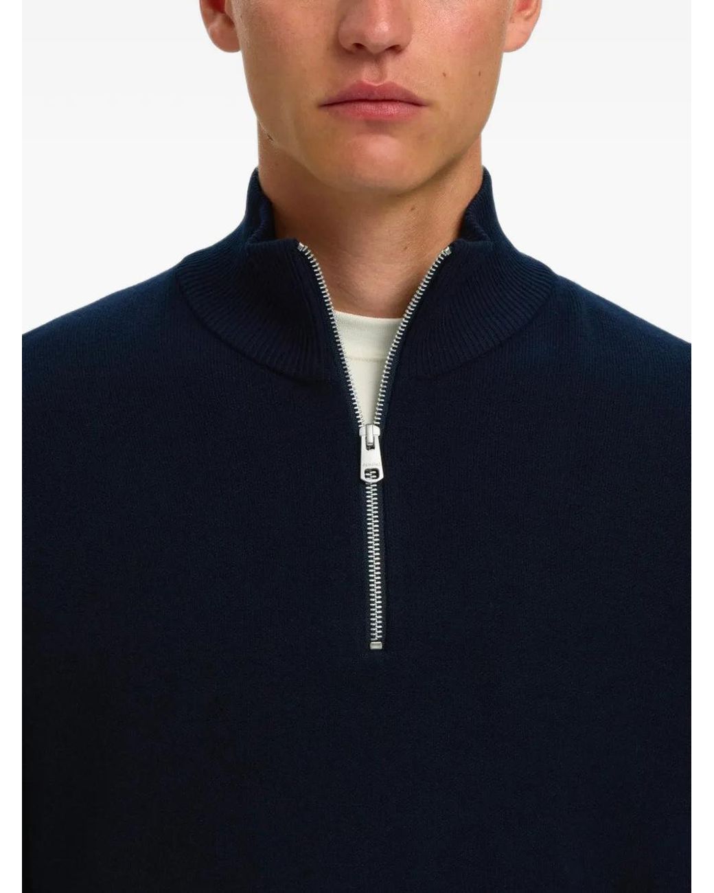SELECTED Blue Teller Half-Zip Sweater for men