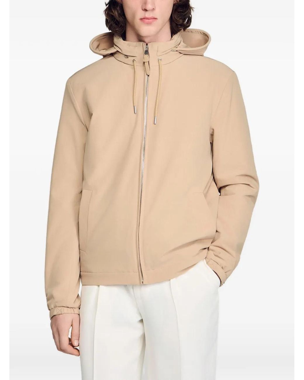 Sandro Natural Hooded Zip-Up Jacket for men