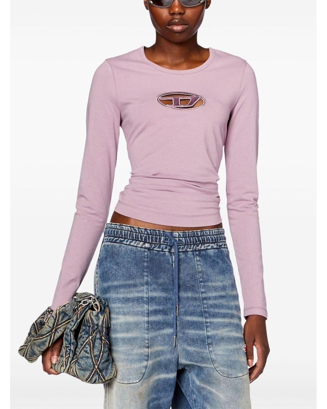 DIESEL ディーゼル T-ANGIE-LS T-SHIRT ピンク DIESEL T-Angie-Ls Jersey T-Shirt in Pink | Lyst