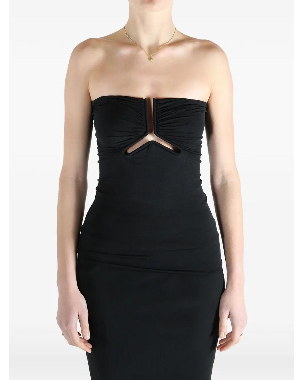 Rick Owens Black Ruched-Effect Tube Top