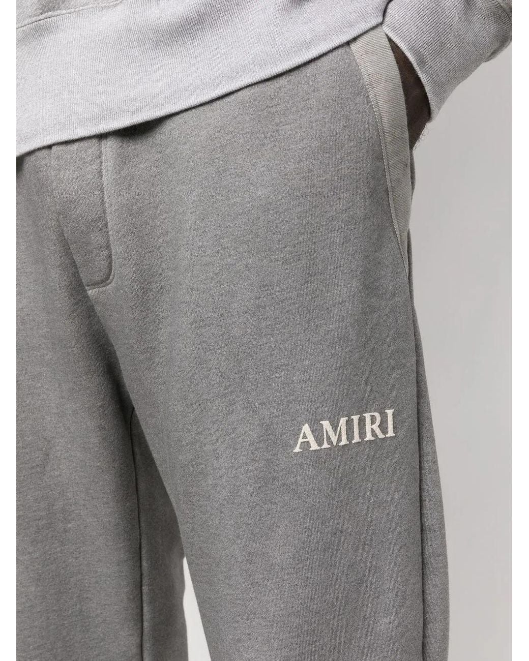 Amiri Gray Logo-Embroidered Track Pants for men
