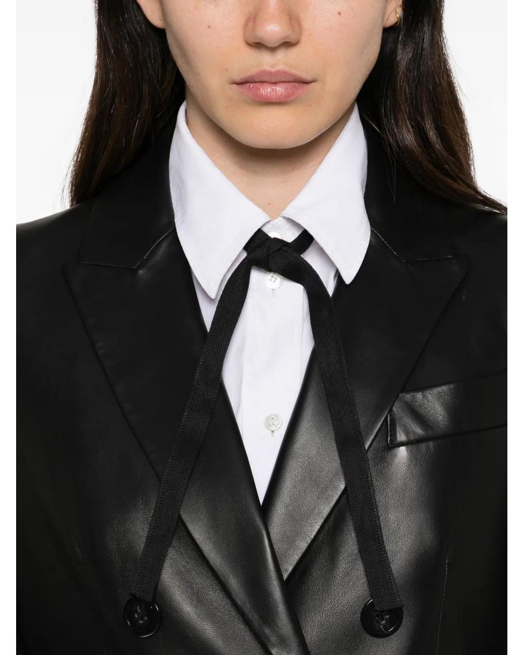 Emporio Armani Black Double-Breasted Leather Jacket