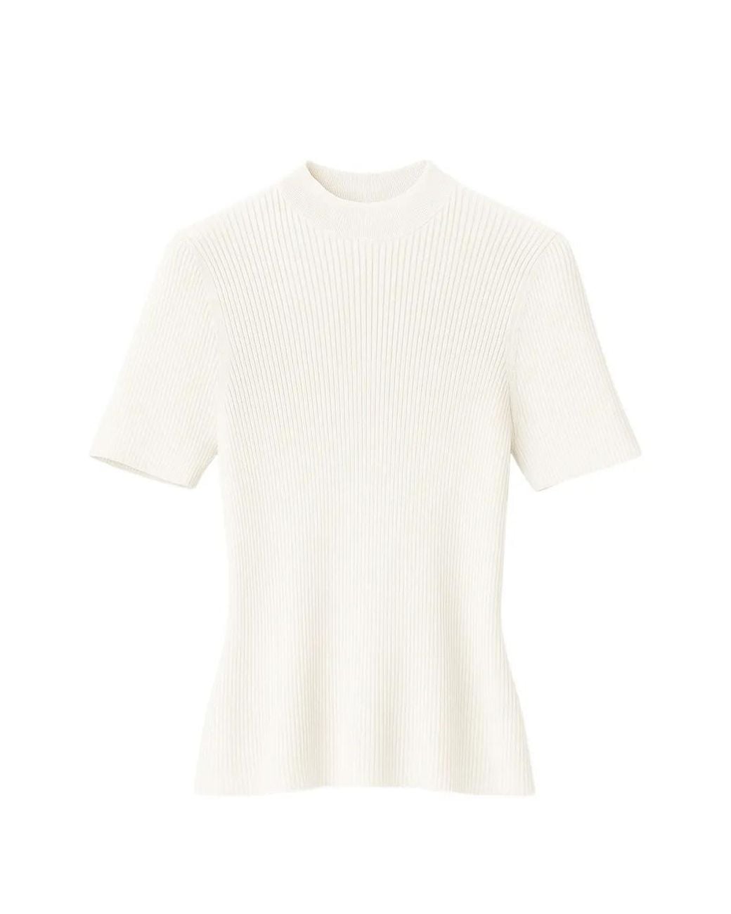 John Richmond White Ribbed Short-Sleeve Top