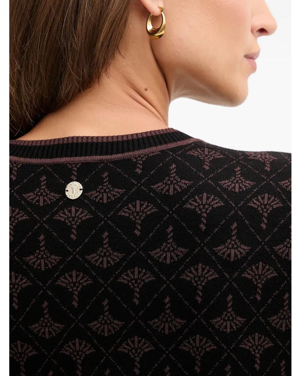 Joop! Black Klodi Button-Up Patterned Cardigan