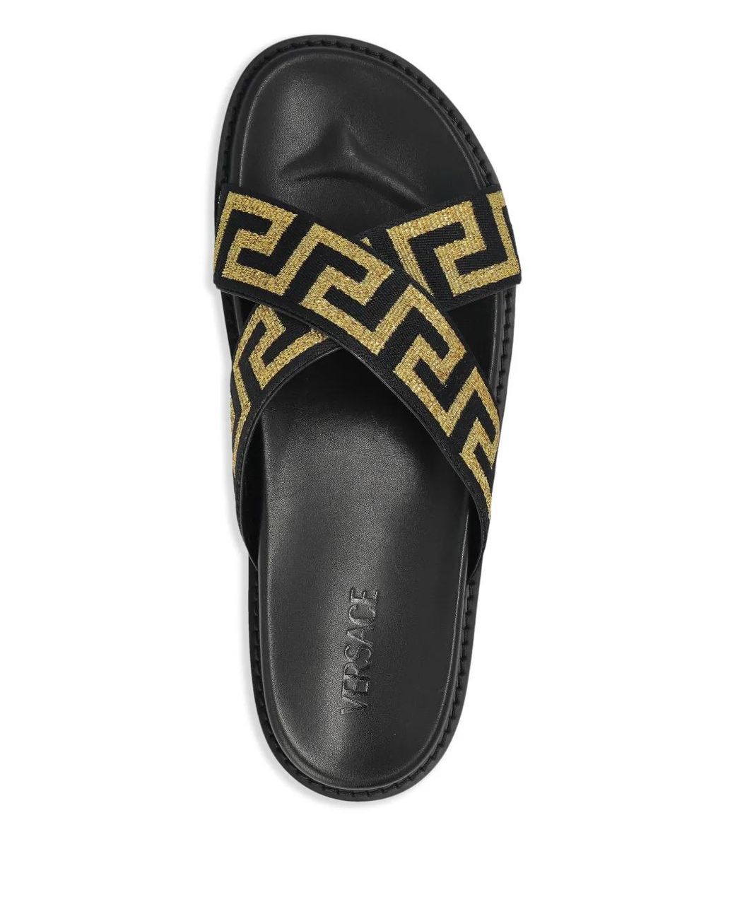 Versace Black Jacquard Nappa Sandals for men