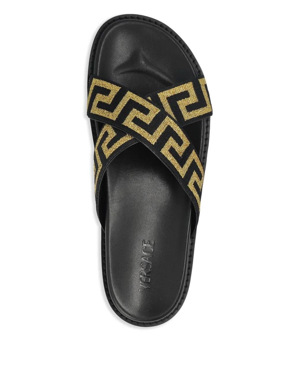 Versace Black Jacquard Nappa Sandals for men