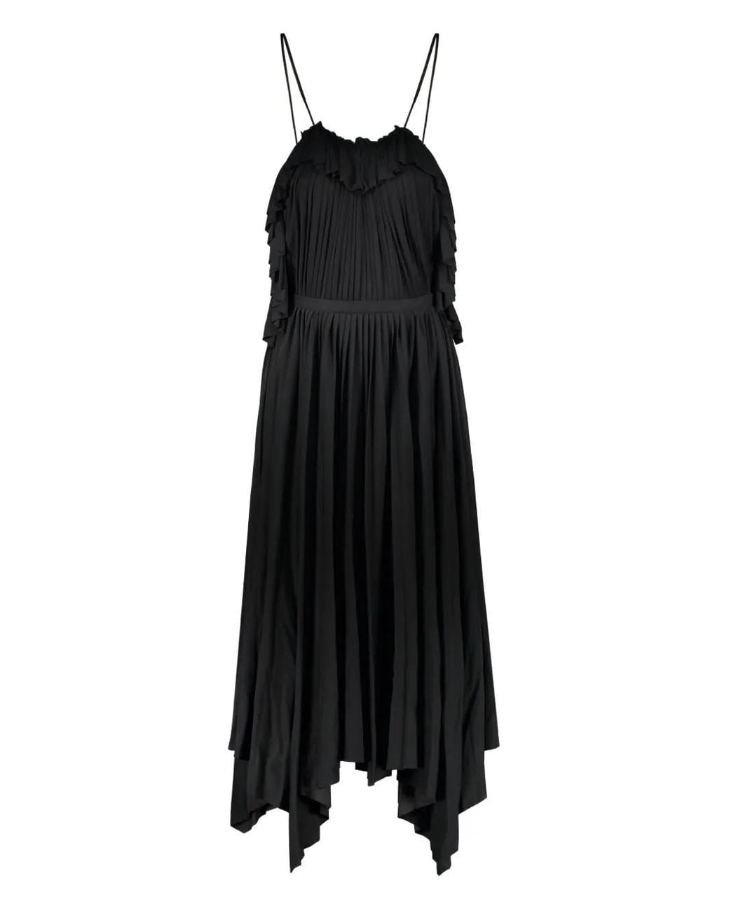 Philosophy Di Lorenzo Serafini Black Pleated Ruffled Dress
