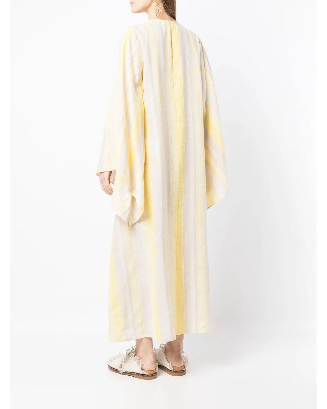 Bambah Metallic Striped Tie-Fastening Kaftan Dress