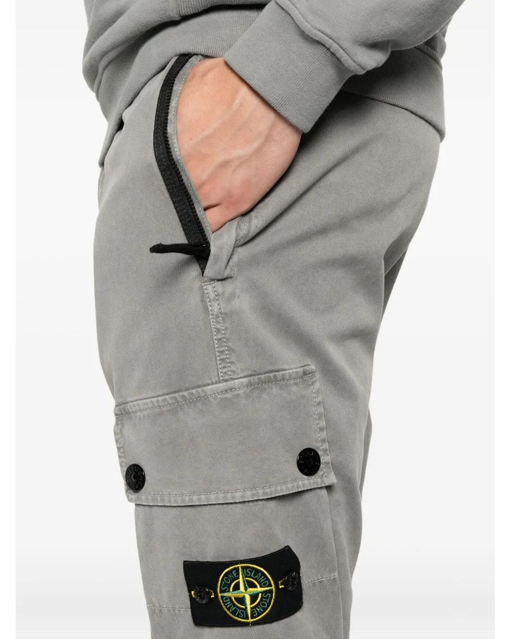 Stone Island Gray Cargo Trousers With Patch Pockets for men