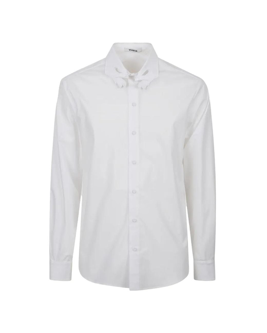 Vivetta White Embroidered-Collar Long-Sleeve Shirt for men