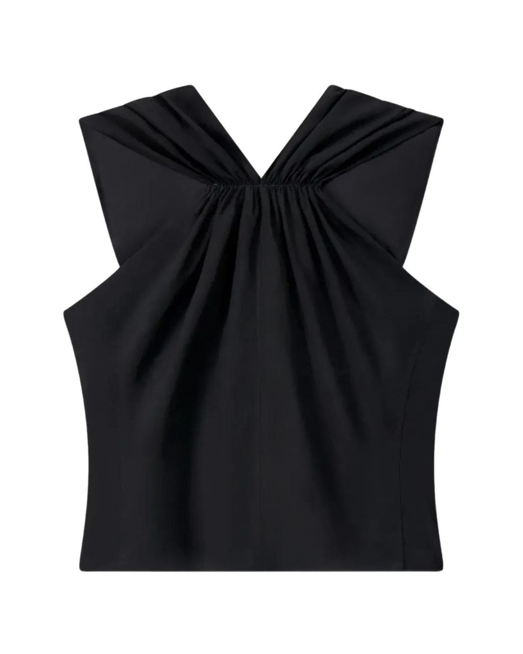 A.L.C. Black Elouise Gathered-Stretch Blouse