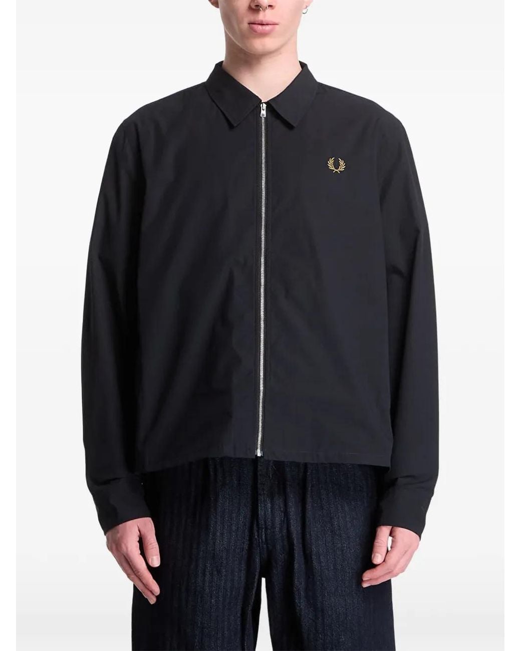 Fred Perry Blue Logo-Embroidered Poplin Jacket for men