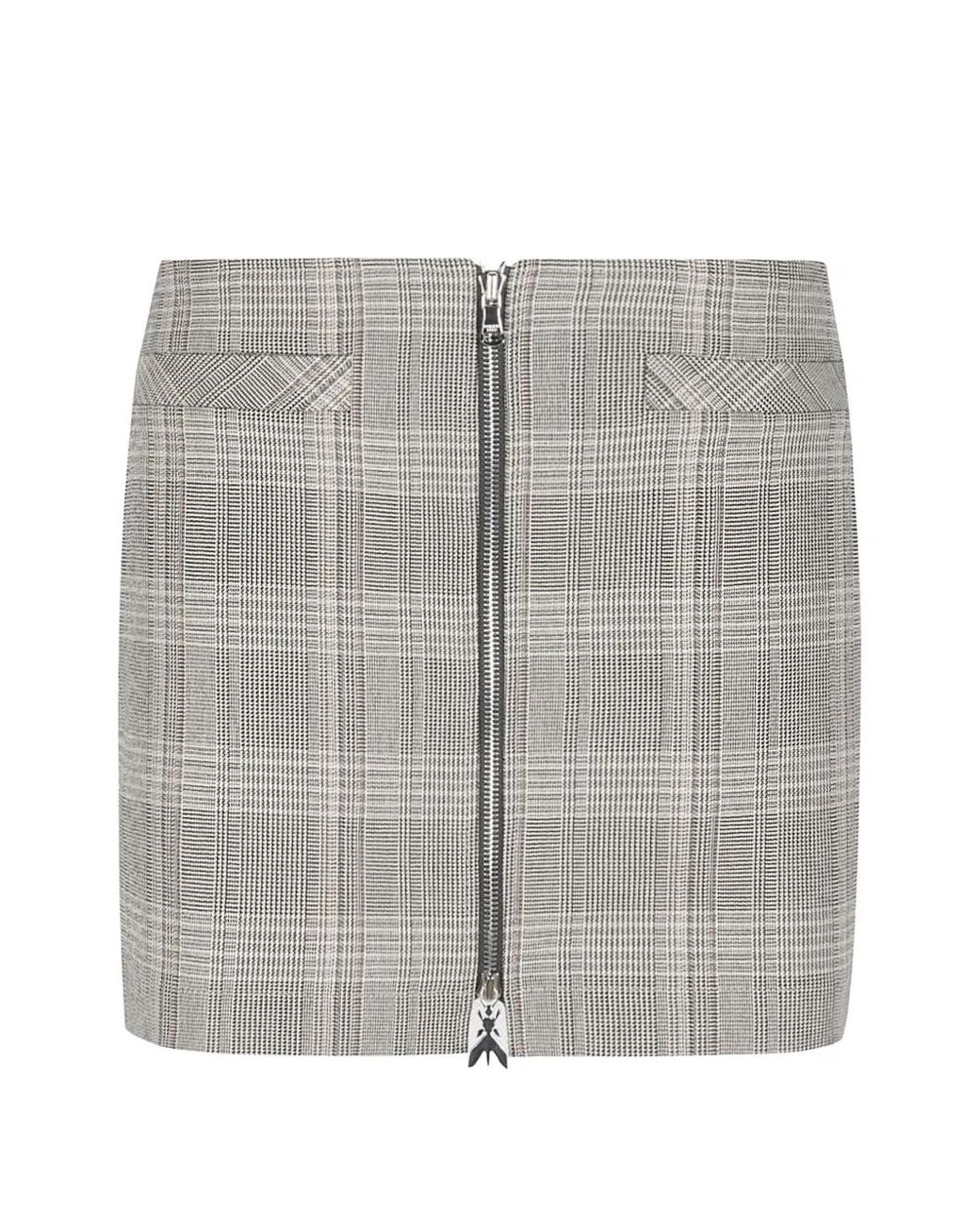 Patrizia Pepe Gray Check-Pattern Zip-Fastening Mini Skirt