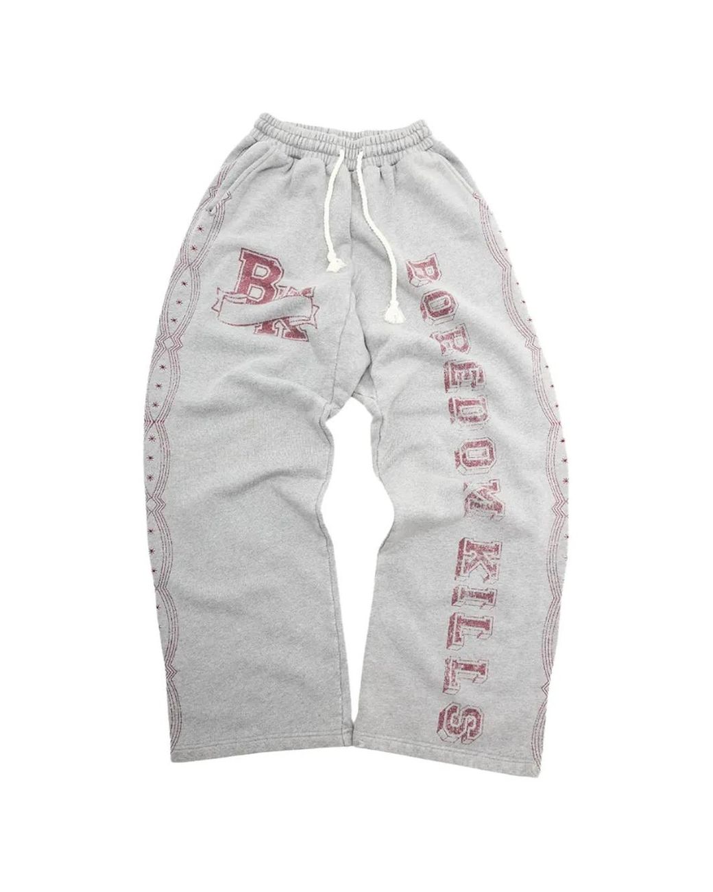 Boredom Kills White Collegiate Logo-Print Track Pants for men