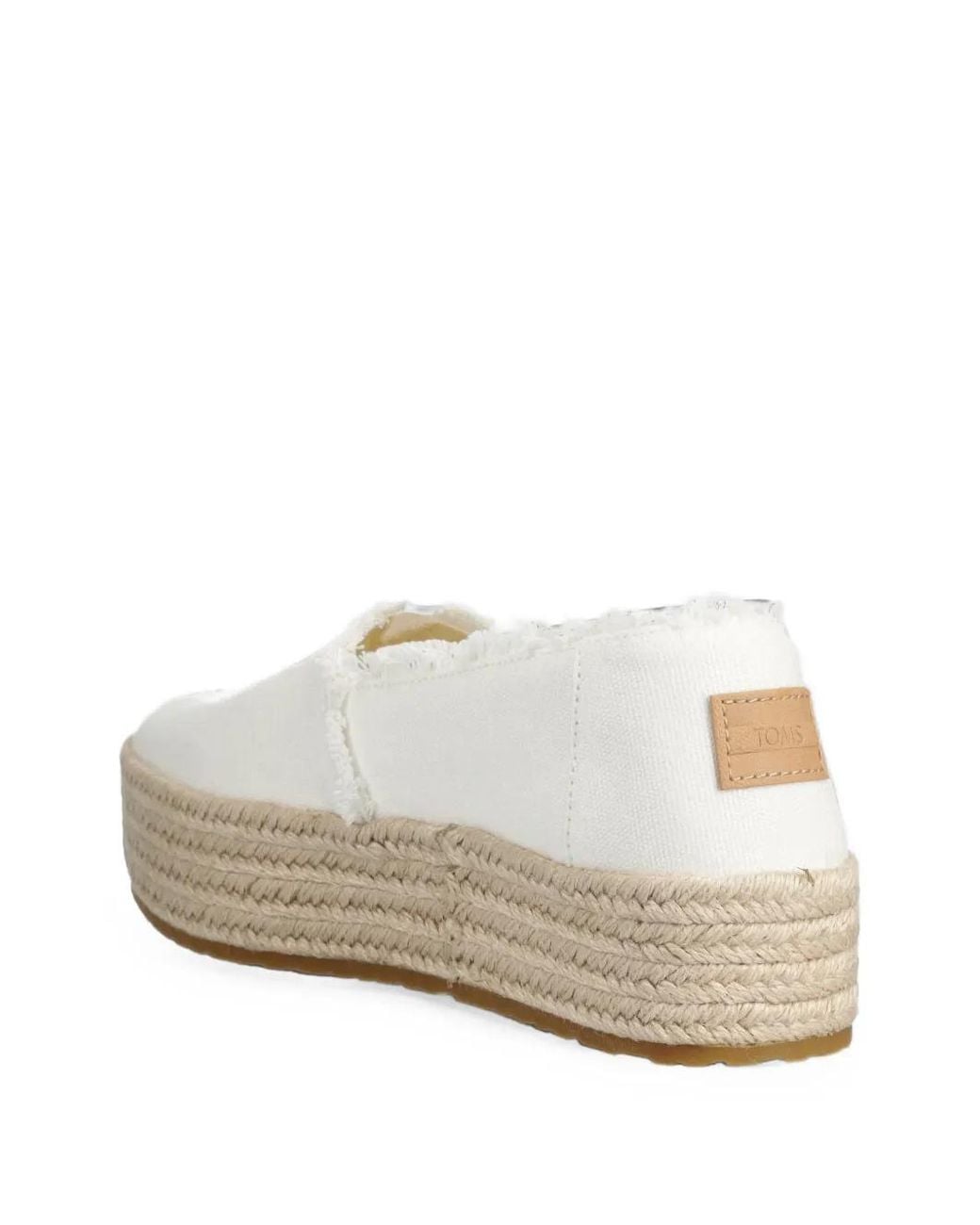 TOMS White Frayed-Edge Platform Espadrilles