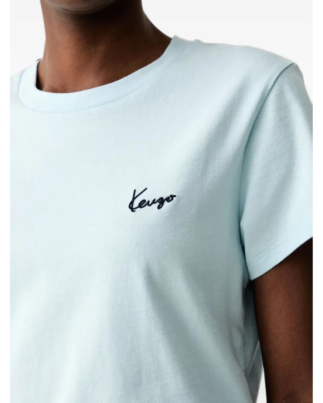KENZO Blue Logo-Embroidered T-Shirt