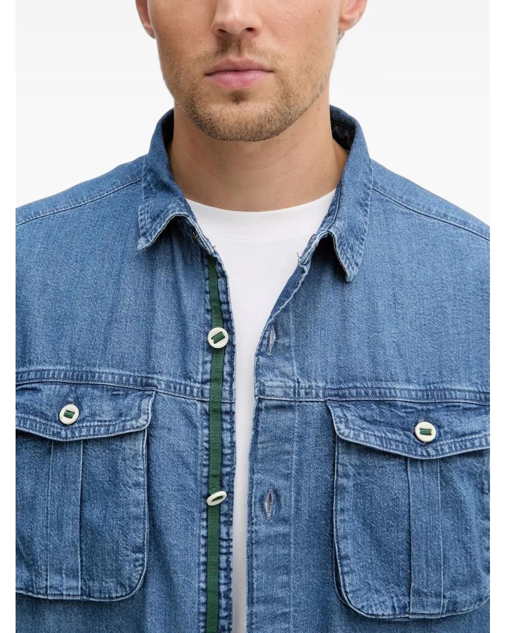 Columbia Blue Acker Rock Short-Sleeved Denim Shirt Jacket for men