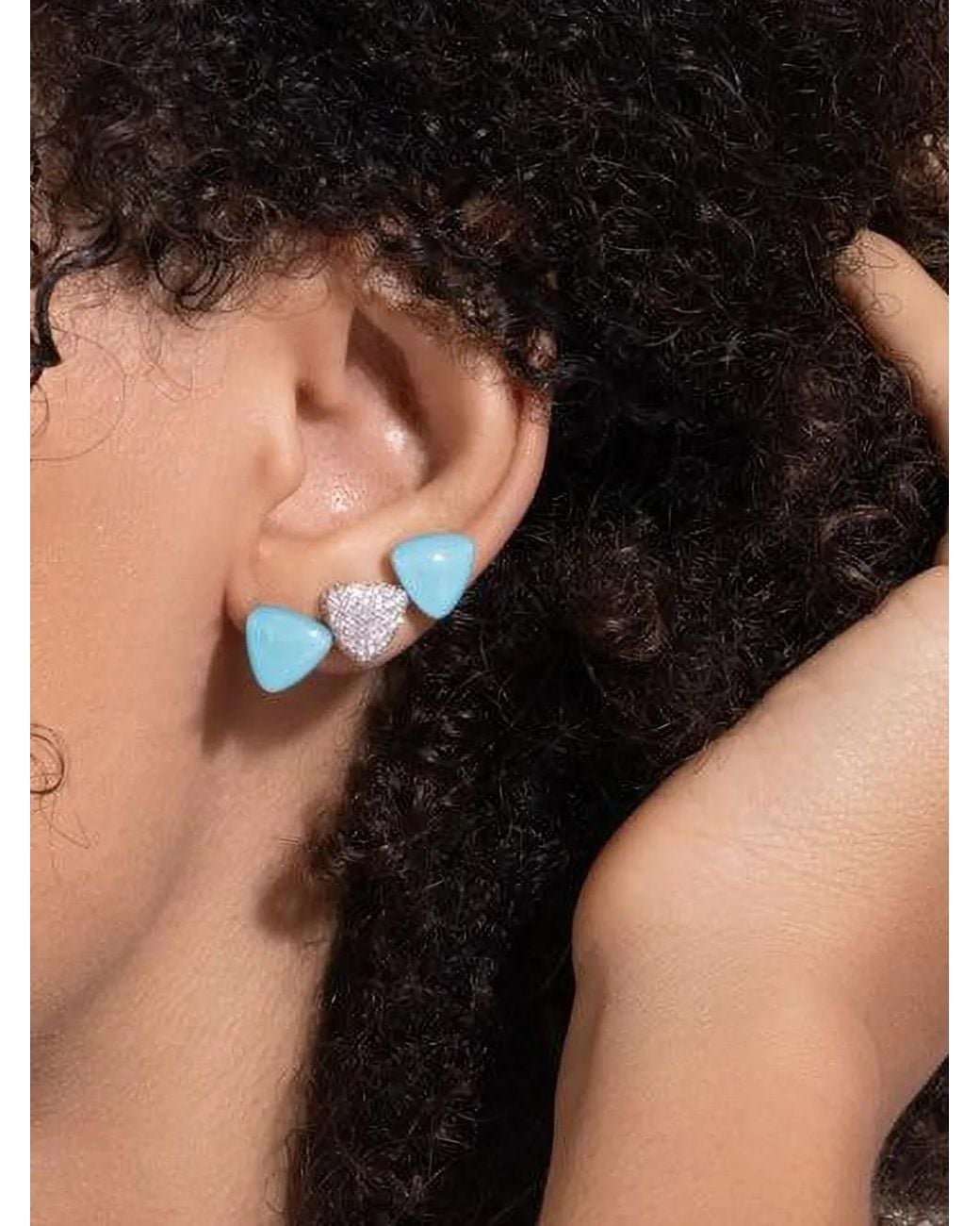 Vhernier Blue Boucles D'Oreilles Plaquées Or 24Ct À Ornements