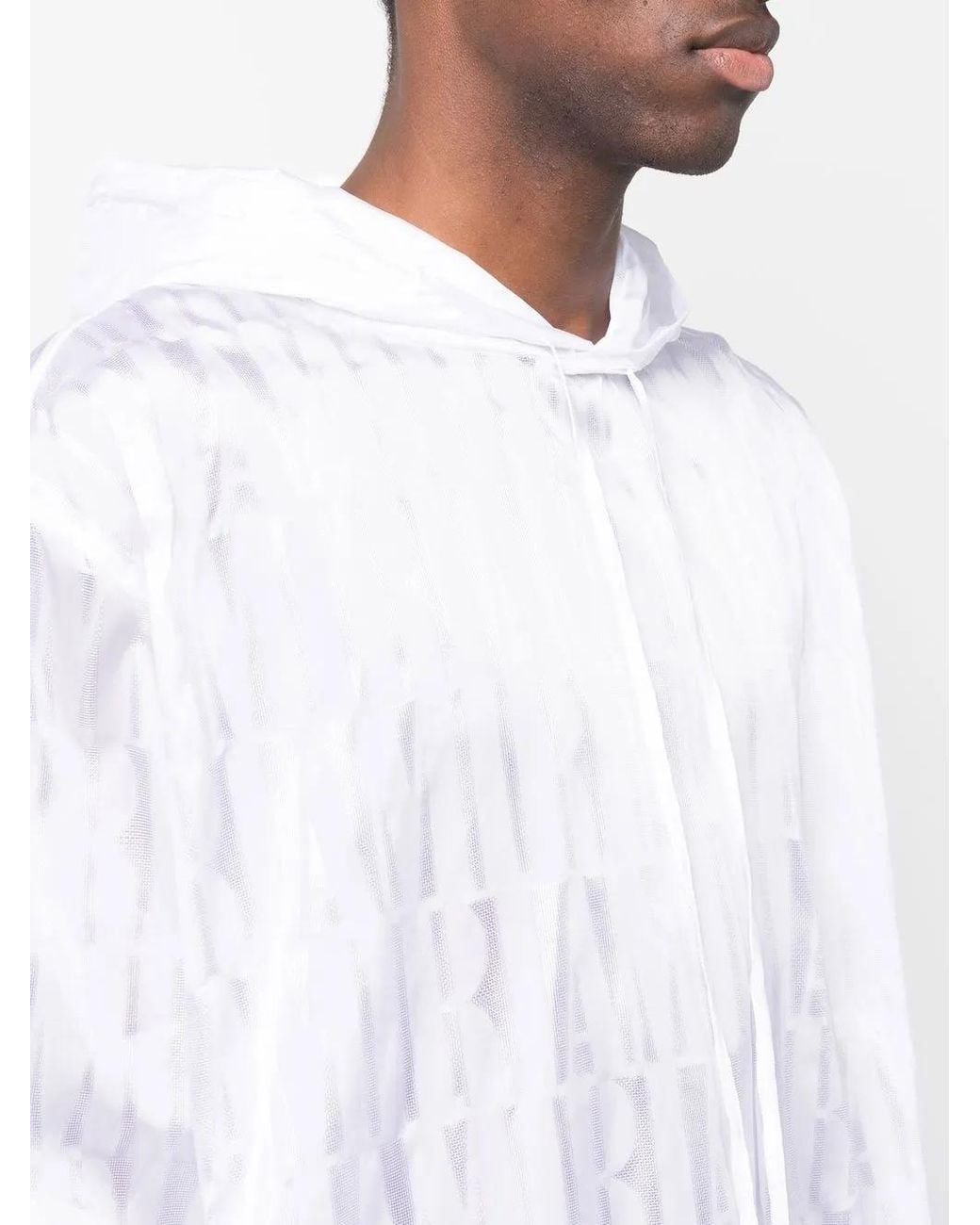 Amiri White All-Over Logo Print Hoodie for men