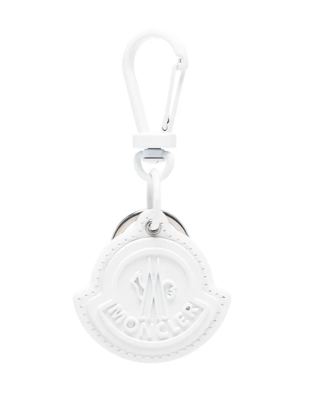 Moncler White Logo-Embossed Keyring for men