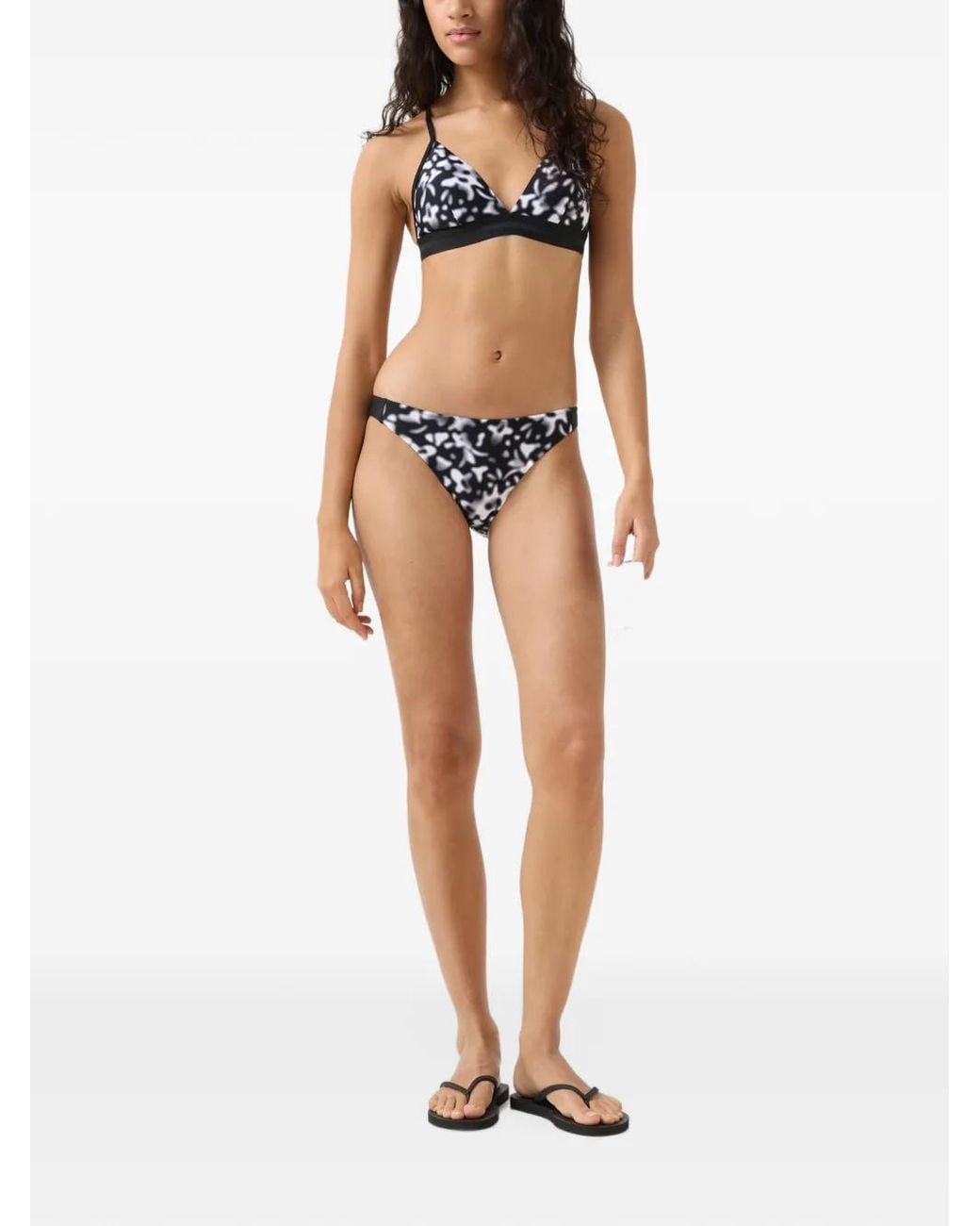 Bogner Fire + Ice Black Bacara Abstract-Print Bikini Bottoms