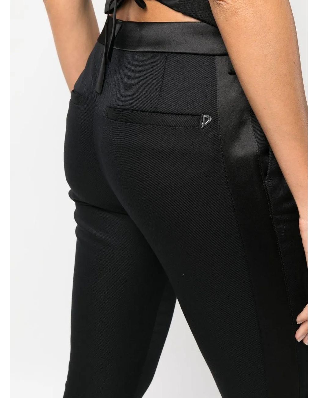 Dondup Black Slit-Detailed Slim-Fit Trousers