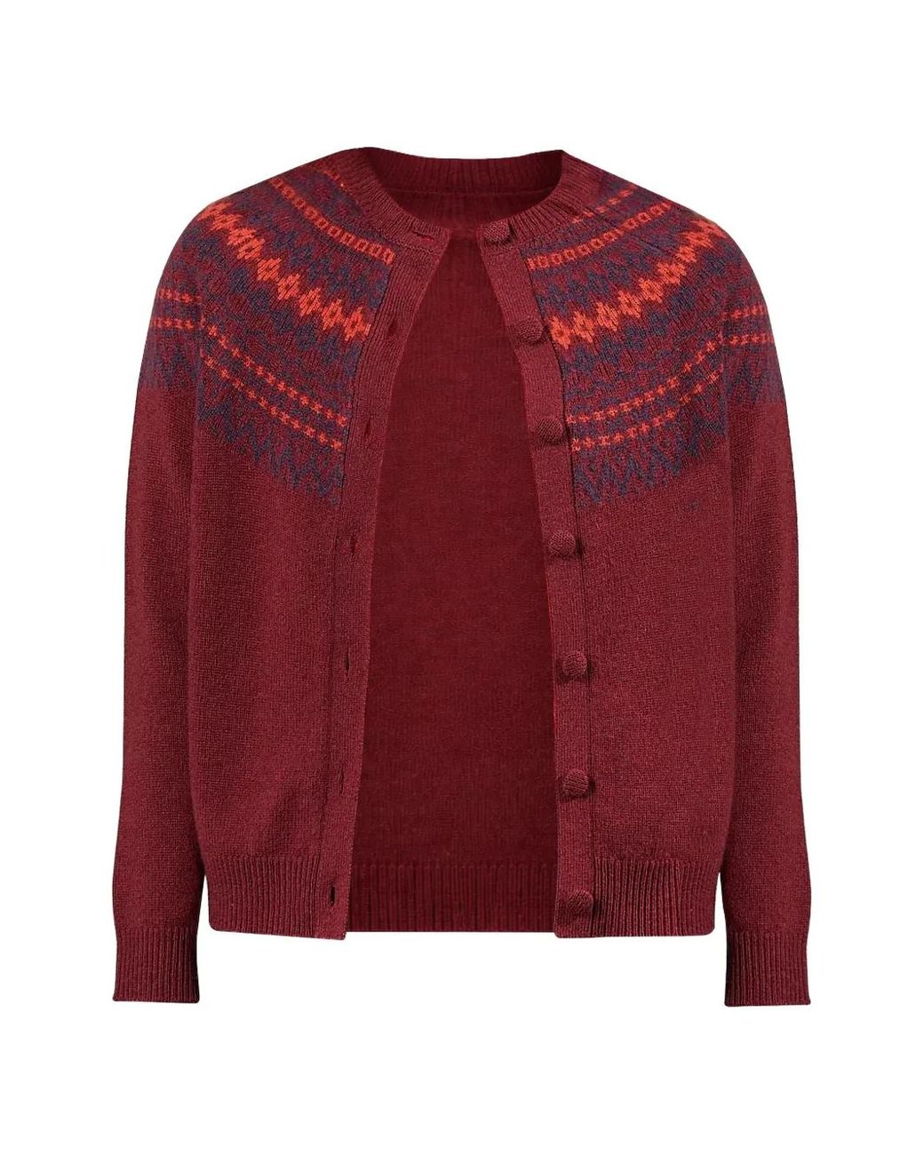 Alexandra Golovanoff Red Cardigan Mila À Motif Fair Isle