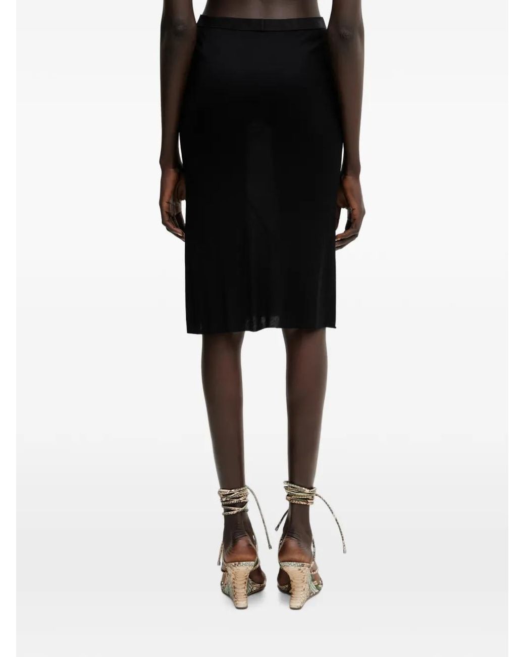 Rick Owens Black Elasticated-Waistband Jersey Midi Skirt