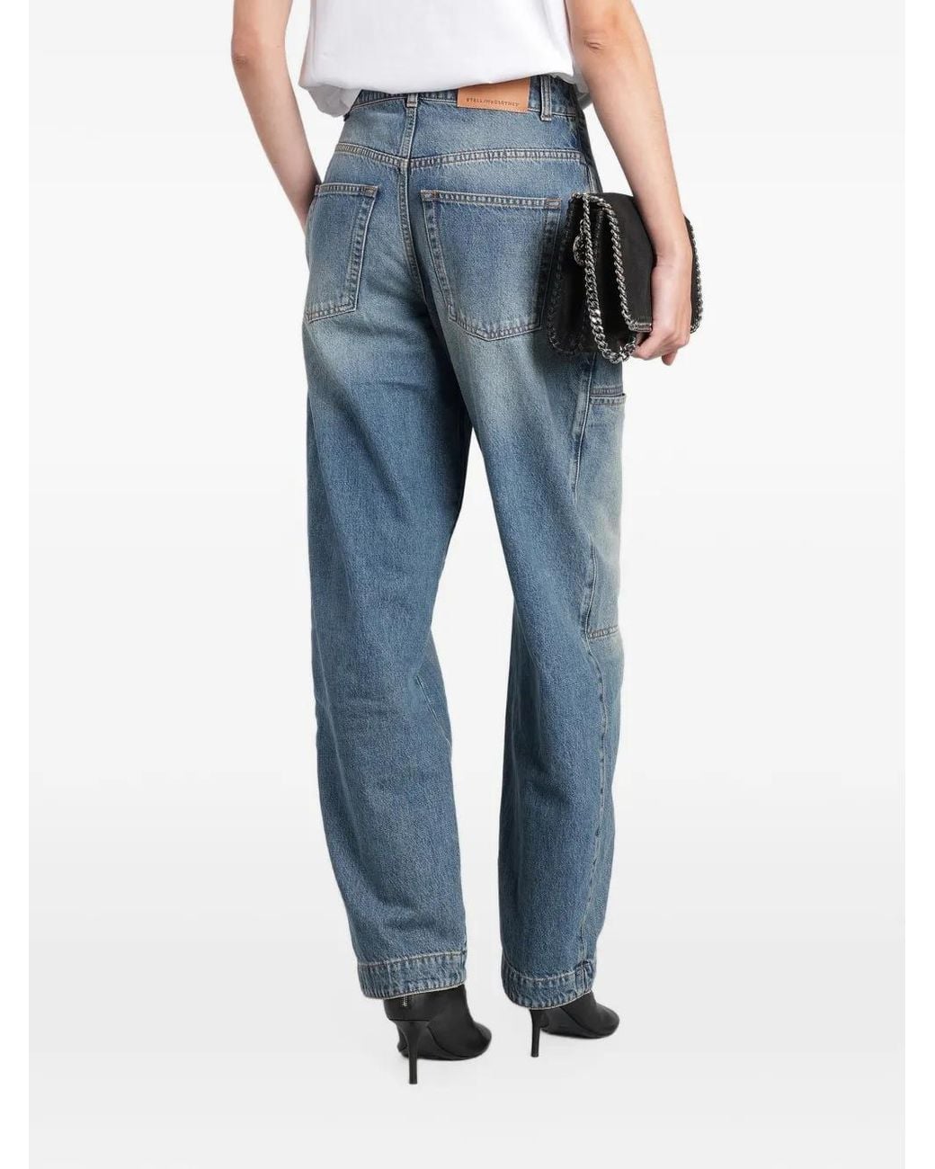 Stella McCartney Blue Zip-Detail Barrel-Leg Jeans