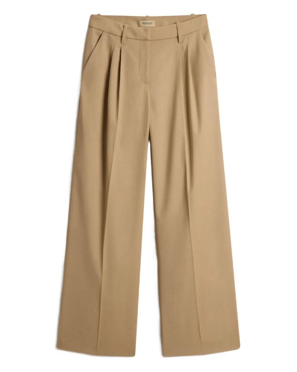 Woolrich Natural Pleated Straight Trousers
