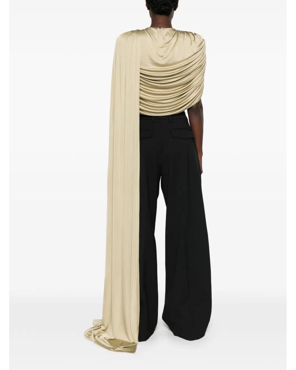 The New Arrivals Ilkyaz Ozel Metallic Draped-Detail Top