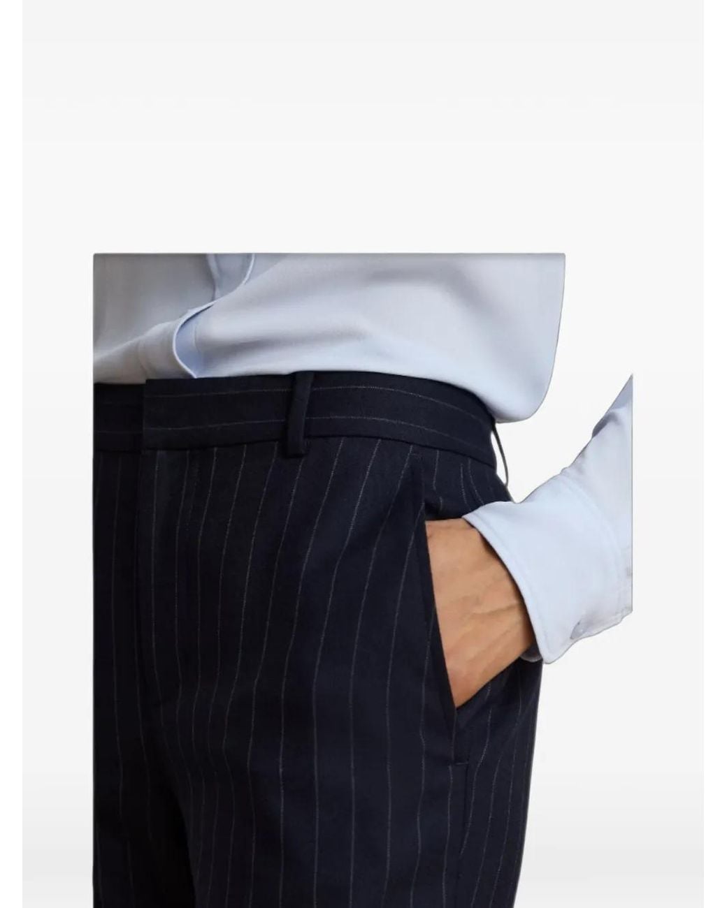 Ralph Lauren Blue Wwoven-Slim Pinstripe-Pattern Twill Trousers