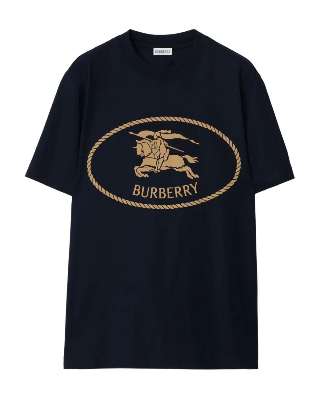 Burberry Blue Knight Stamp Cotton T-Shirt for men