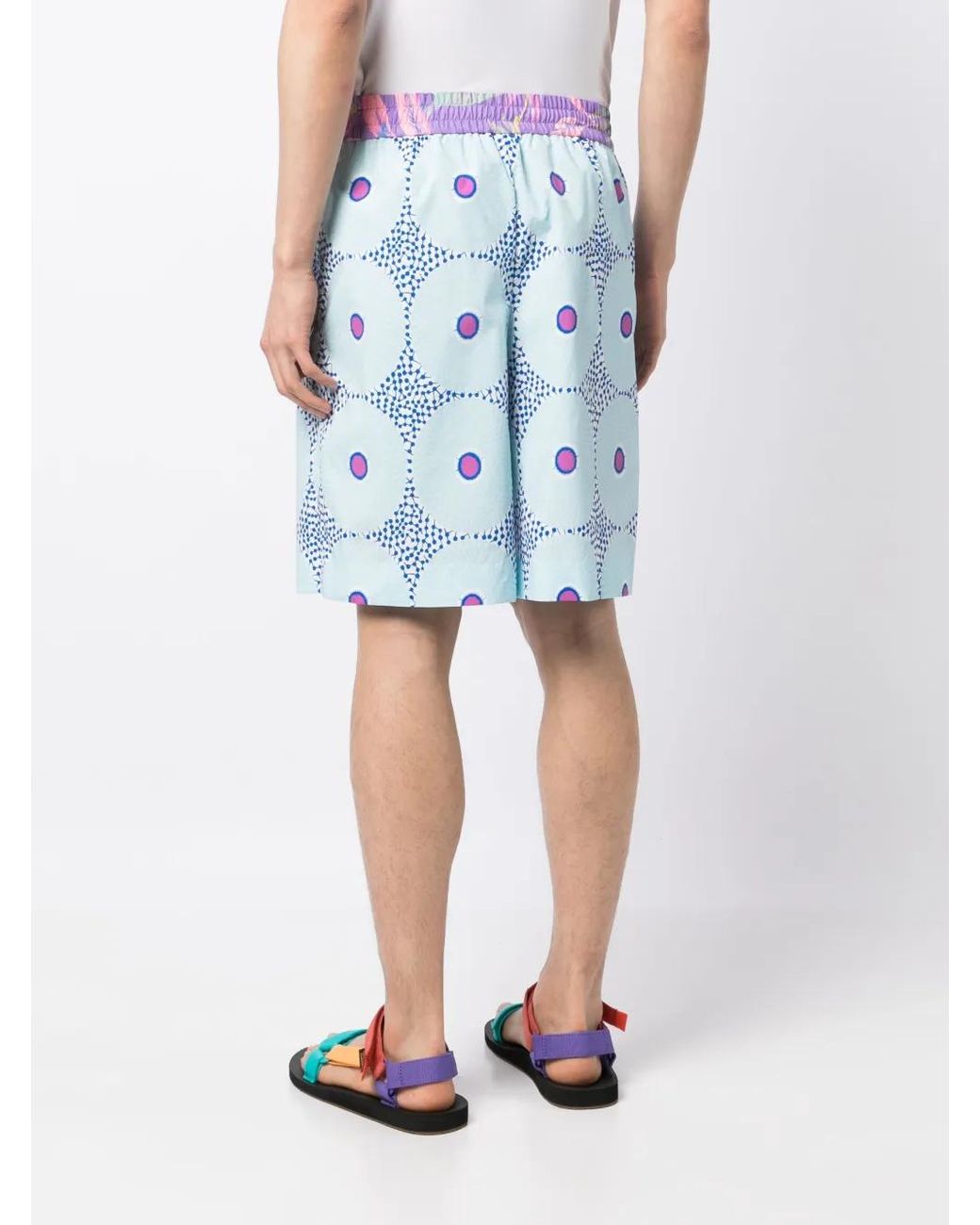 Fumito Ganryu Blue Graphic-Print Drawstring Shorts for men