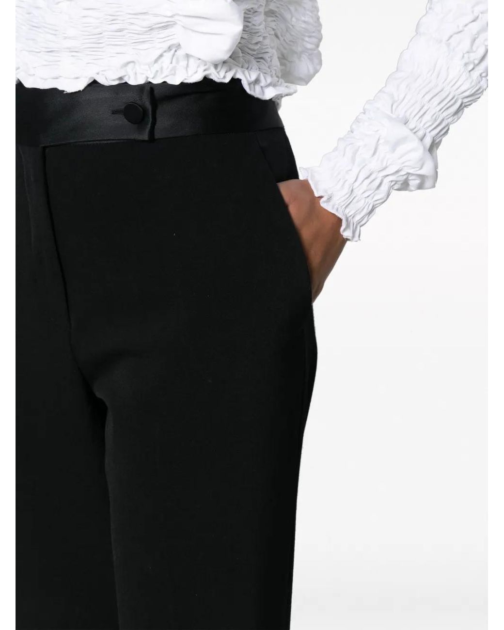 Antonelli Black Asymmetric Front-Button Tailored Trousers