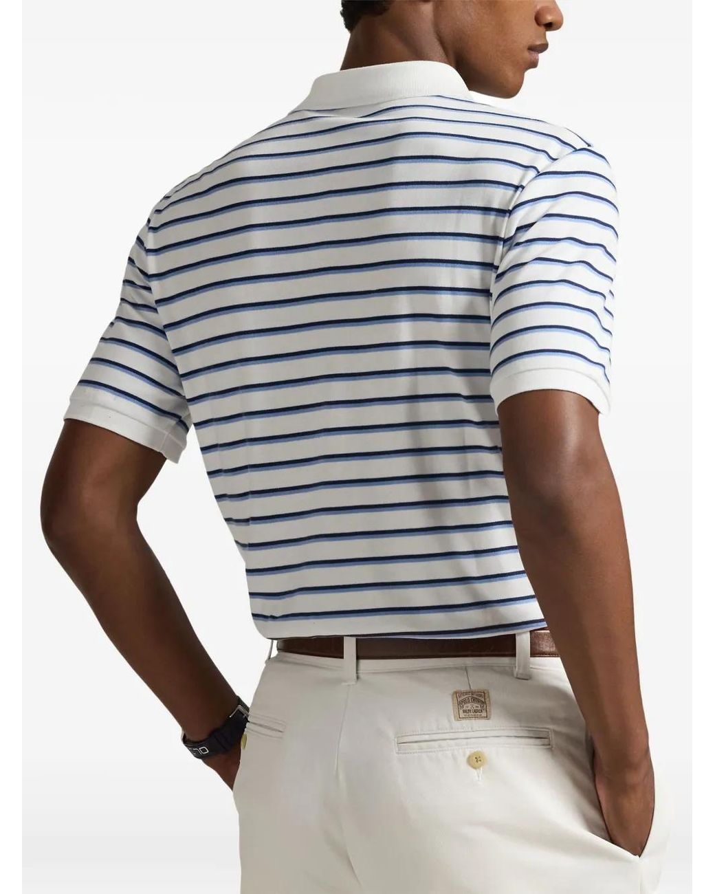 Polo Ralph Lauren Blue Striped Logo Polo Shirt for men