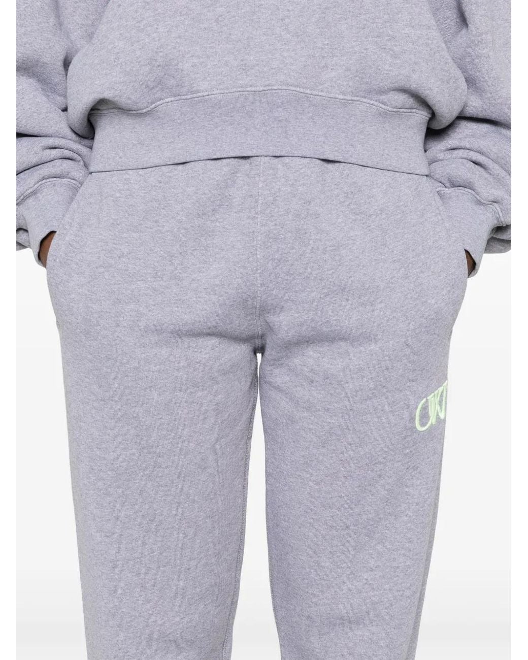 Off-White c/o Virgil Abloh Gray Logo-Embroidered Track Trousers