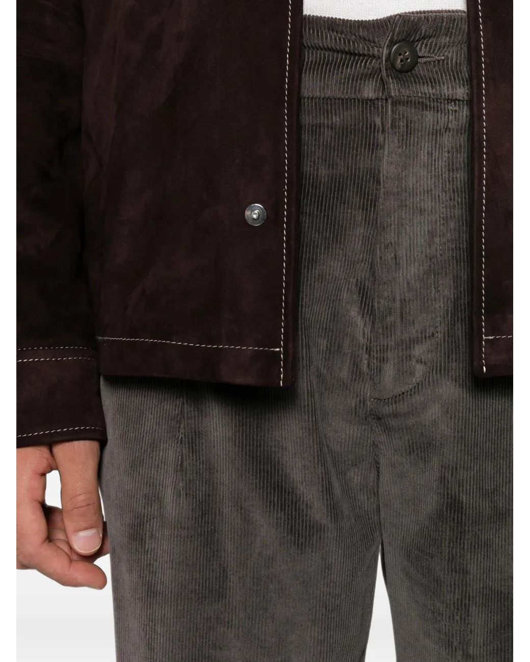 Eleventy Gray Corduroy Pleated Trousers for men