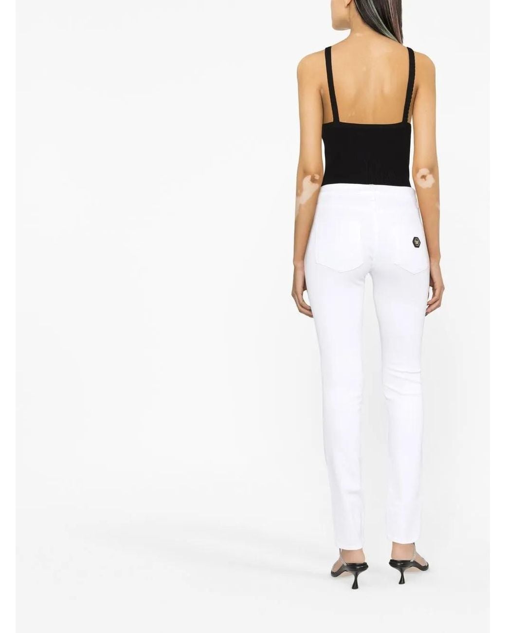 Philipp Plein White Mid-Rise Jeggings