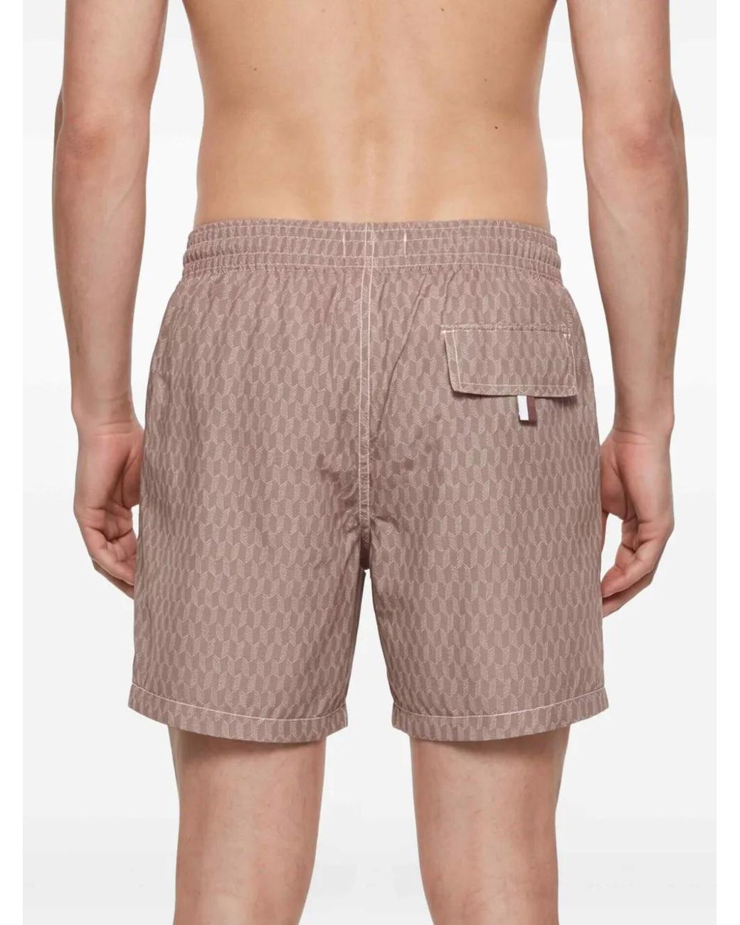 Canali Pink Patterned Drawstring Swim Shorts for men