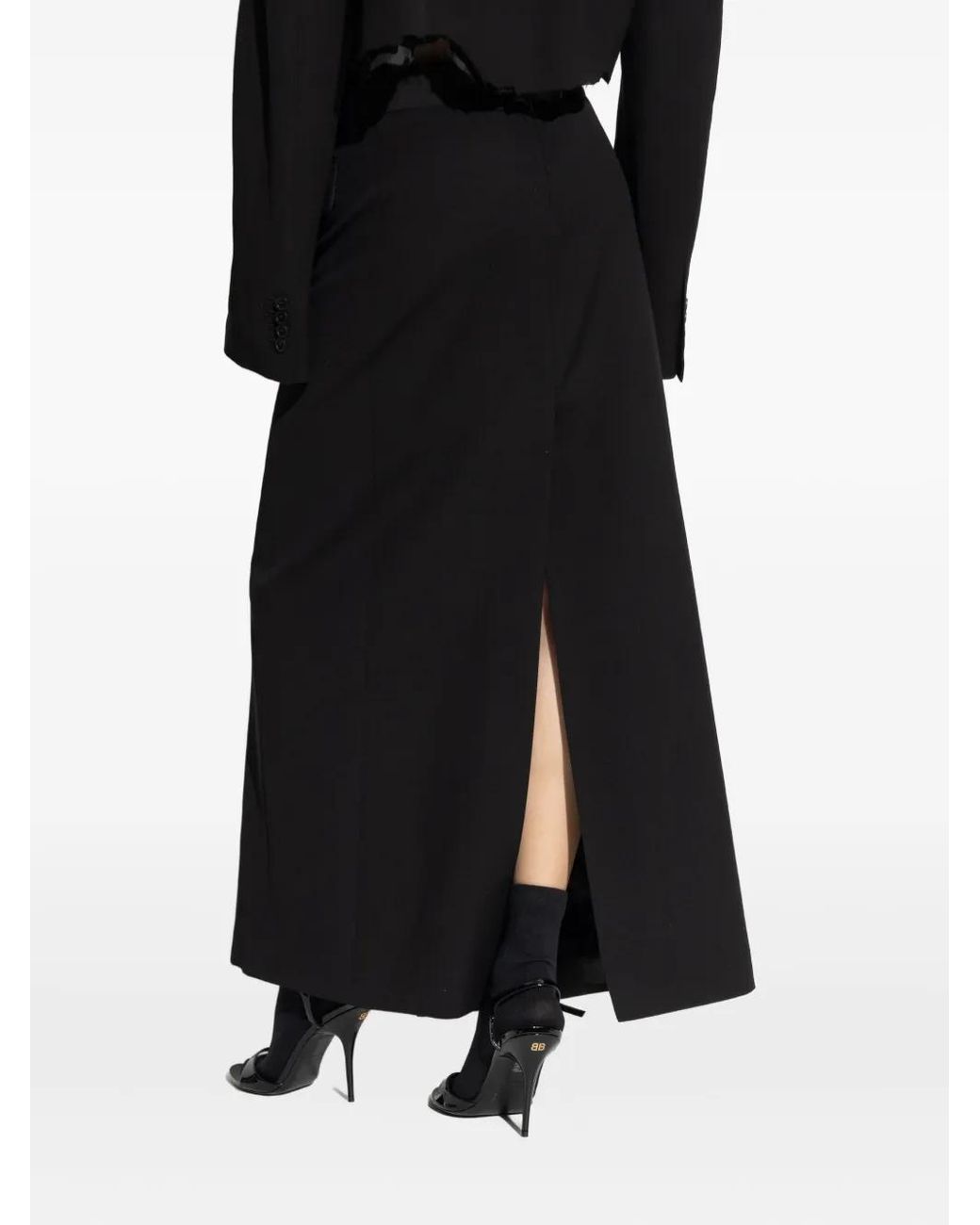 Balenciaga Black Double-Breasted Split Skirt