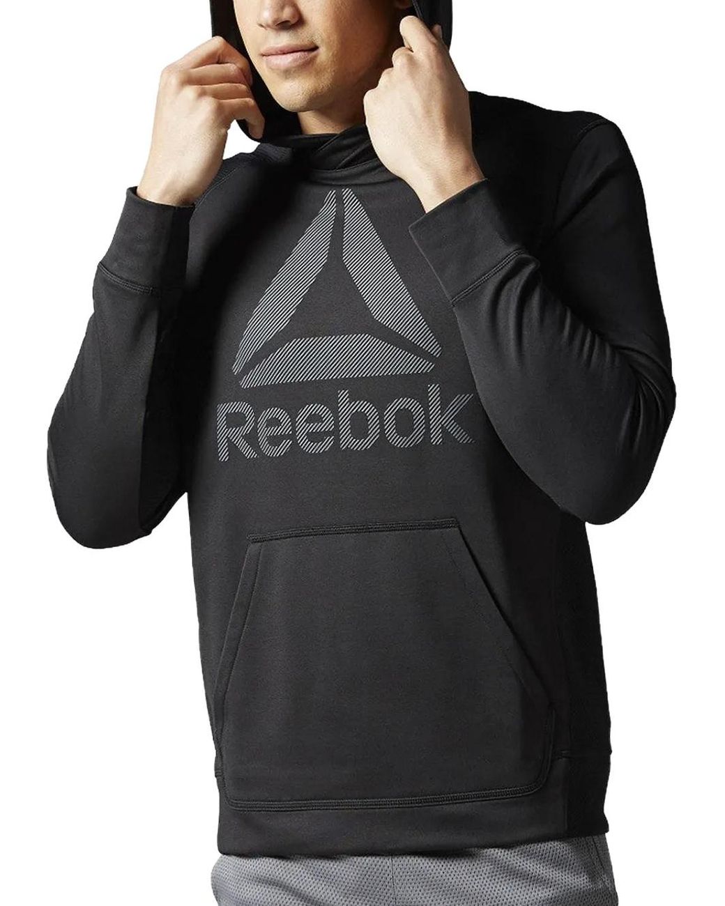 Reebok Black Logo-Print Hoodie for men