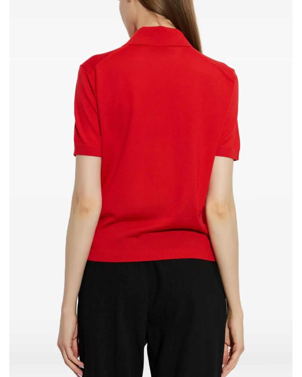 Jil Sander Red Short-Sleeve Wool Polo Shirt